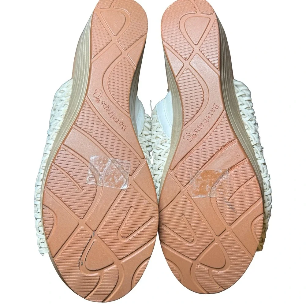 Baretraps Woven Wedge Sandals Womens 9 Off-White Excellent Platform Slides